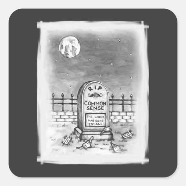 RIP Gemeiner Sinn Graveyard Moon Masken und Impfst Quadratischer Aufkleber (Vorderseite)