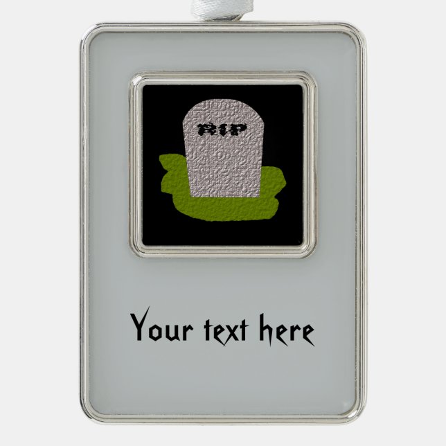 RIP Grabstein Maßgeschneiderte Ornamente Rahmen-Ornament Silber (Vorderseite)