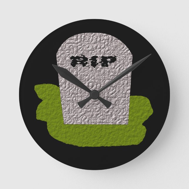 RIP-Grabstein-Wandklemme Runde Wanduhr (Vorderseite)