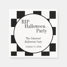 RIP Halloween Black and White Check Party