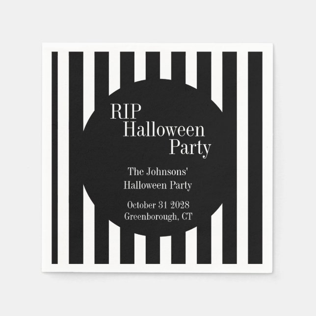 RIP Halloween Black and White Stripe Party Serviette (Vorderseite)