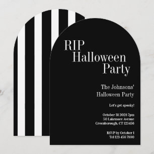 RIP Halloween-Party Schwarz-Weiß-Streifen Einladung
