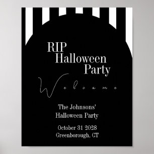 RIP Halloween Schwarz-Weiß-Streifen-Party-Willkomm Poster