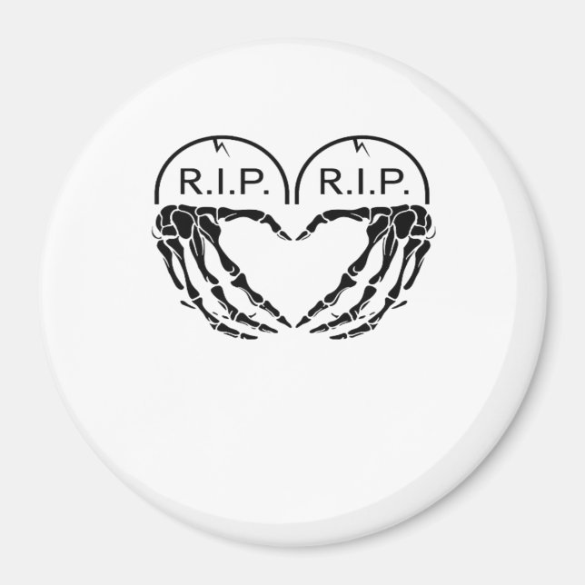 Rip, herzförmige Gestaltung aus Grabsteinen, Magnet (Vorne)