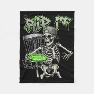 Rip It Skeleton Disc Golf Spieler Grunge Graffiti Fleecedecke