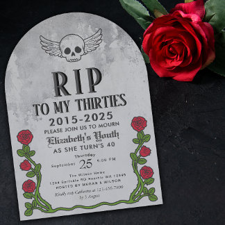 Rip meine 30er Gravestone 40th Gothic Birthday Par Einladung