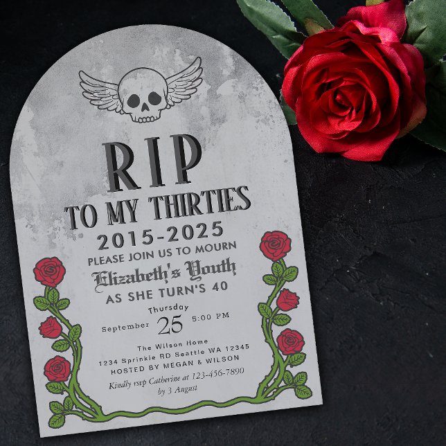 Rip meine 30er Gravestone 40th Gothic Birthday Par Einladung (Von Creator hochgeladen)