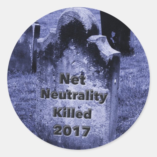 RIP Netzneutralität Gravestone Runder Aufkleber (Vorderseite)