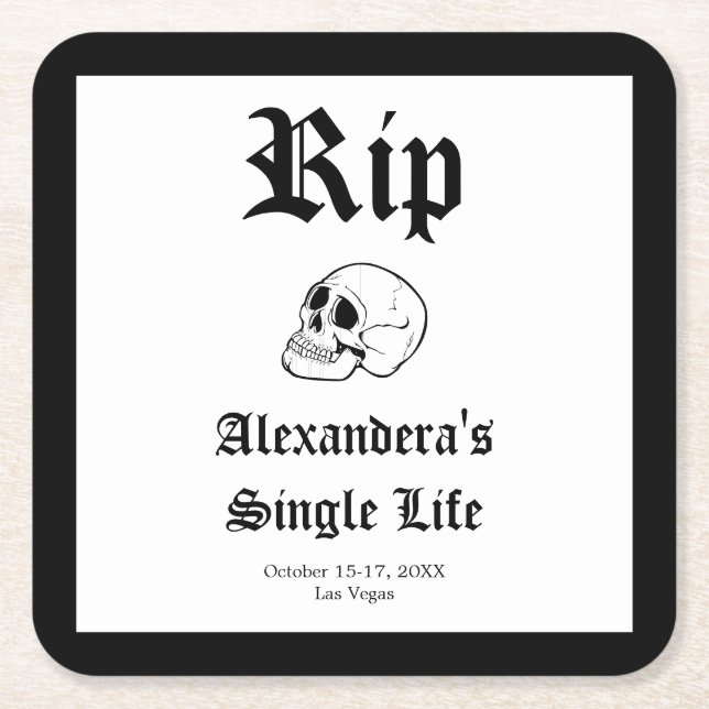 Rip Single Life Til Death Do us Party Bachelorette Rechteckiger Pappuntersetzer (Vorderseite)