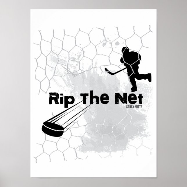 Rip the Net Hockey Player Gray Poster (Vorne)