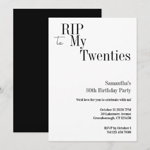RIP Twenties 30. Geburtstagsfeier Minimal Einladung