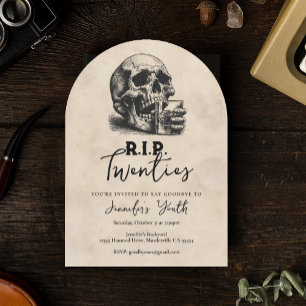 RIP Twenties Vintage-Totenkopf 30. Geburtstagsfeie Einladung