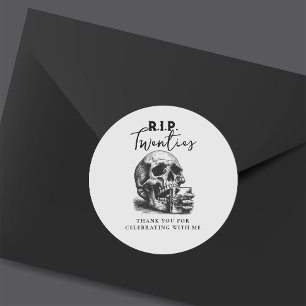 RIP Twenties Vintage-Totenkopf-Geburtstags-Dankesc Runder Aufkleber