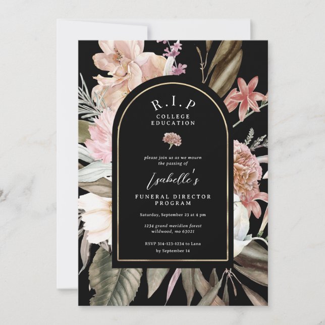 RIP Uni Bildung Beerdigungsdirektor Einladung (Vorderseite)
