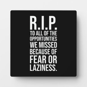 RIP zu verpassten Chancen, Fitness, Hektik, Erfolg Fotoplatte