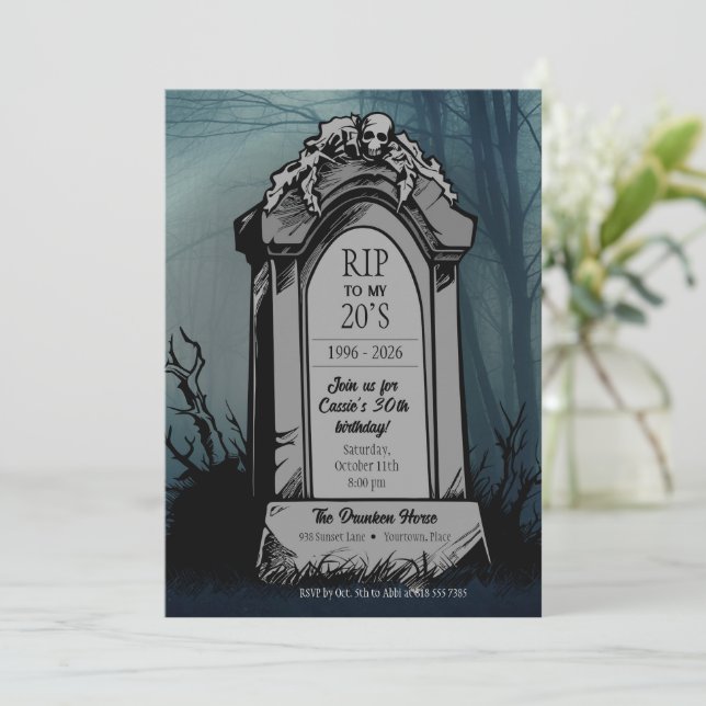 RIP zur Geburtstagsparty meiner 20er Einladung (Stehend Vorderseite)