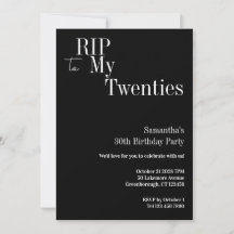 RIP Zwanziger 30. Geburtstag Party Schwarz und Wei