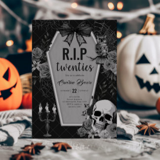 RIP Zwanziger Gothic Coquette Halloween Geburtstag Einladung