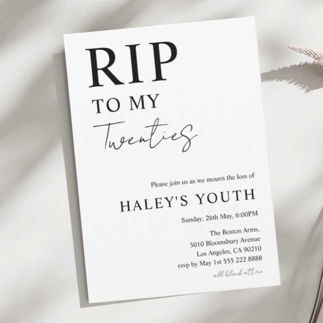 RIP Zwanziger Jahre Moderne Einfache 30. Geburtsta Einladung (Von Creator hochgeladen)