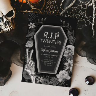 RIP Zwanziger Skull Gothic Halloween Geburtstag Einladung