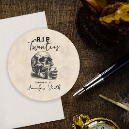 RIP Zwanziger Vintag Schädel 30. Geburtstag Party Runder Pappuntersetzer