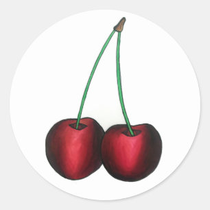 Ripe Red Cherry Cherries Summer Stone Frucht Feins Runder Aufkleber