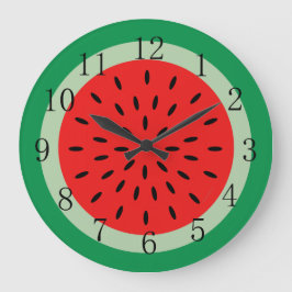Ripe Red Watermelon Kitchen Clock Schwarze Zahlen Große Wanduhr