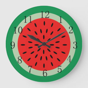 Ripe Red Watermelon Kitchen Clock Schwarze Zahlen Große Wanduhr