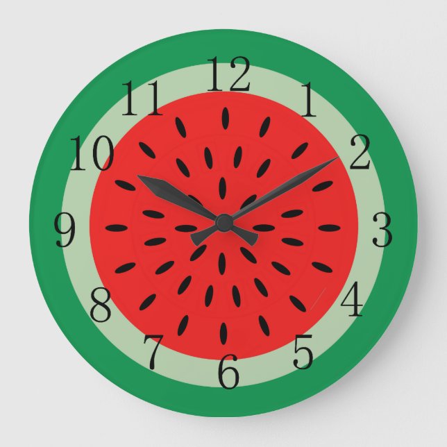 Ripe Red Watermelon Kitchen Clock Schwarze Zahlen Große Wanduhr (Vorderseite)