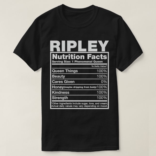 Ripley Nutrition Facts T - Shirt Ripley Name Birth (Design vorne)