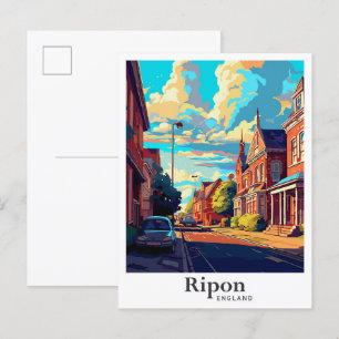 Ripon England Kunst Vintage Reise Illustration Postkarte