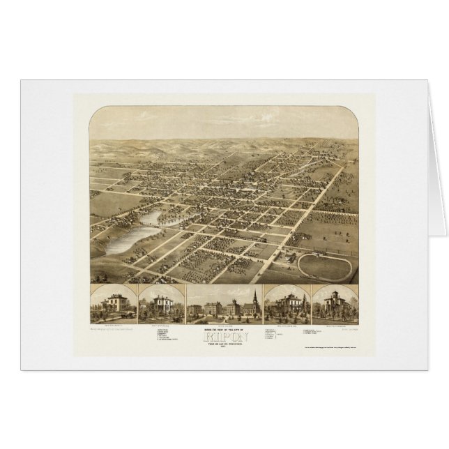 Ripon, panoramische Karte WI - 1867 (Vorderseite (Horizontal))
