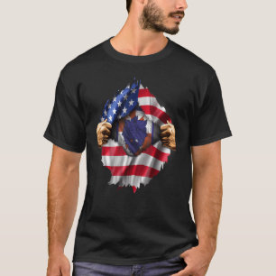 Ripped American Flag Hidden 35. Signal Brigade No T-Shirt