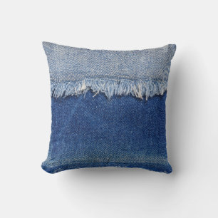 Ripped Denim Jeans Fabric Hintergrund Kissen