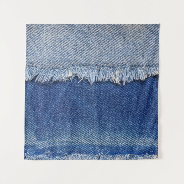 Ripped Denim Jeans Fabric Hintergrund Wandteppich (Vorderseite)