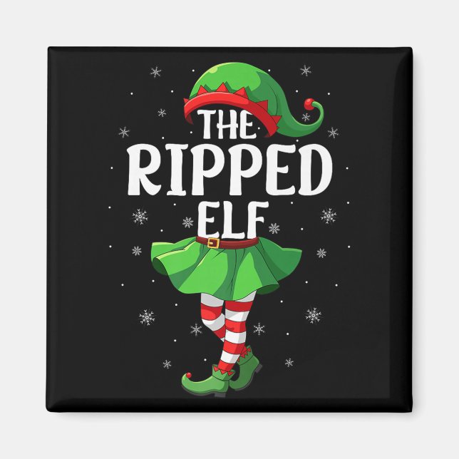 Ripped Elf Christmas Girls Women Elf Squad Xmas Fa Magnet (Vorne)