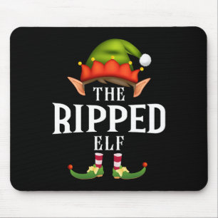 Ripped Elf Group Funny Christmas Pajama Party Mousepad
