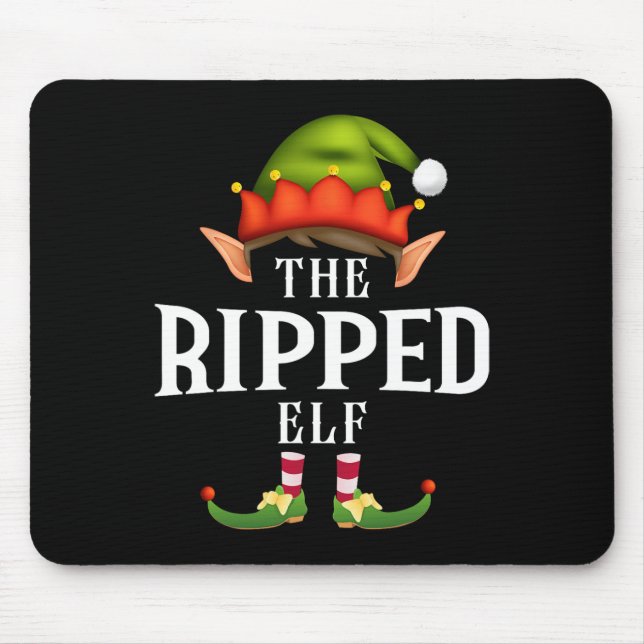 Ripped Elf Group Funny Christmas Pajama Party Mousepad (Vorne)