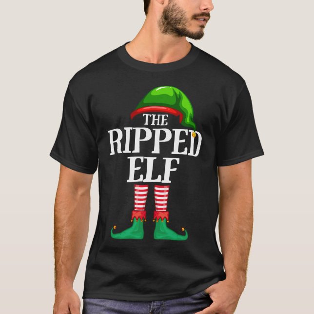 Ripped Elf Matching Familie Weihnachten Pajama T-Shirt (Vorderseite)