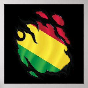 Ripped Flag Bolivien Poster