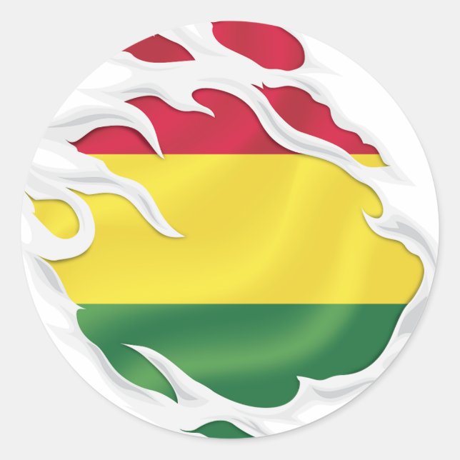 Ripped Flag Bolivien Runder Aufkleber (Vorderseite)
