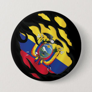 Ripped Flag Ecuador Button