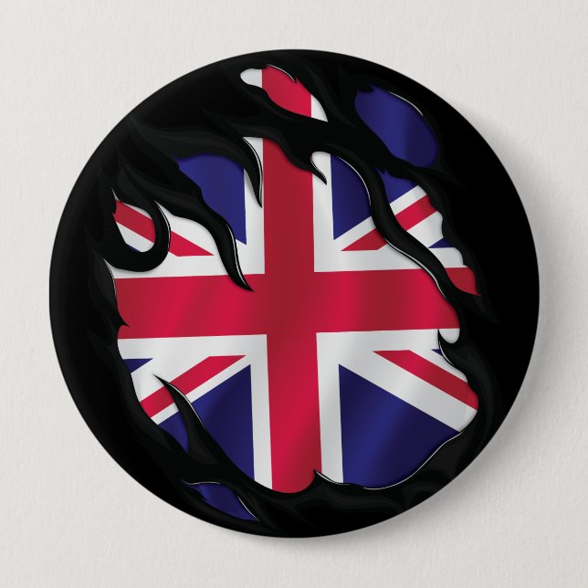 Ripped Flag Vereinigtes Königreich Button (Vorderseite)