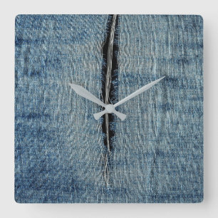 Ripped Jeans Quadratische Wanduhr