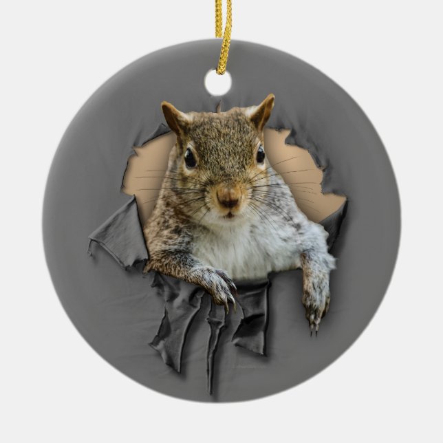 Ripped Shirt Eichhörnchen Keramik Ornament (Vorne)