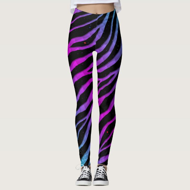 Ripped SpaceTime Stripes - Cyan/Pink Leggings (Vorderseite)