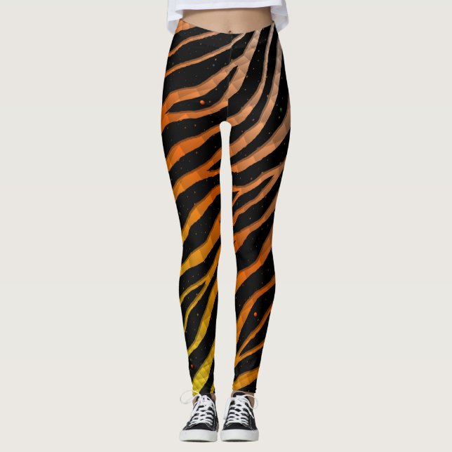 Ripped SpaceTime Stripes - Gelb/orange/weiß Leggings (Vorderseite)
