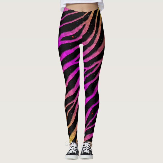 Ripped SpaceTime Stripes - Gelb/Rosa Leggings (Vorderseite)