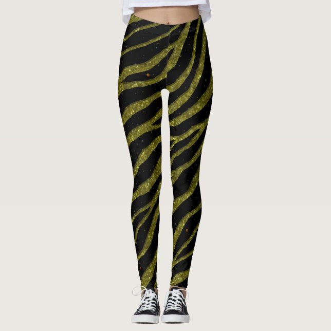 Ripped SpaceTime Stripes - Glitzer Gold Leggings (Vorderseite)