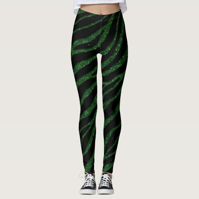 Ripped SpaceTime Stripes - Glitzer grün Leggings (Vorderseite)
